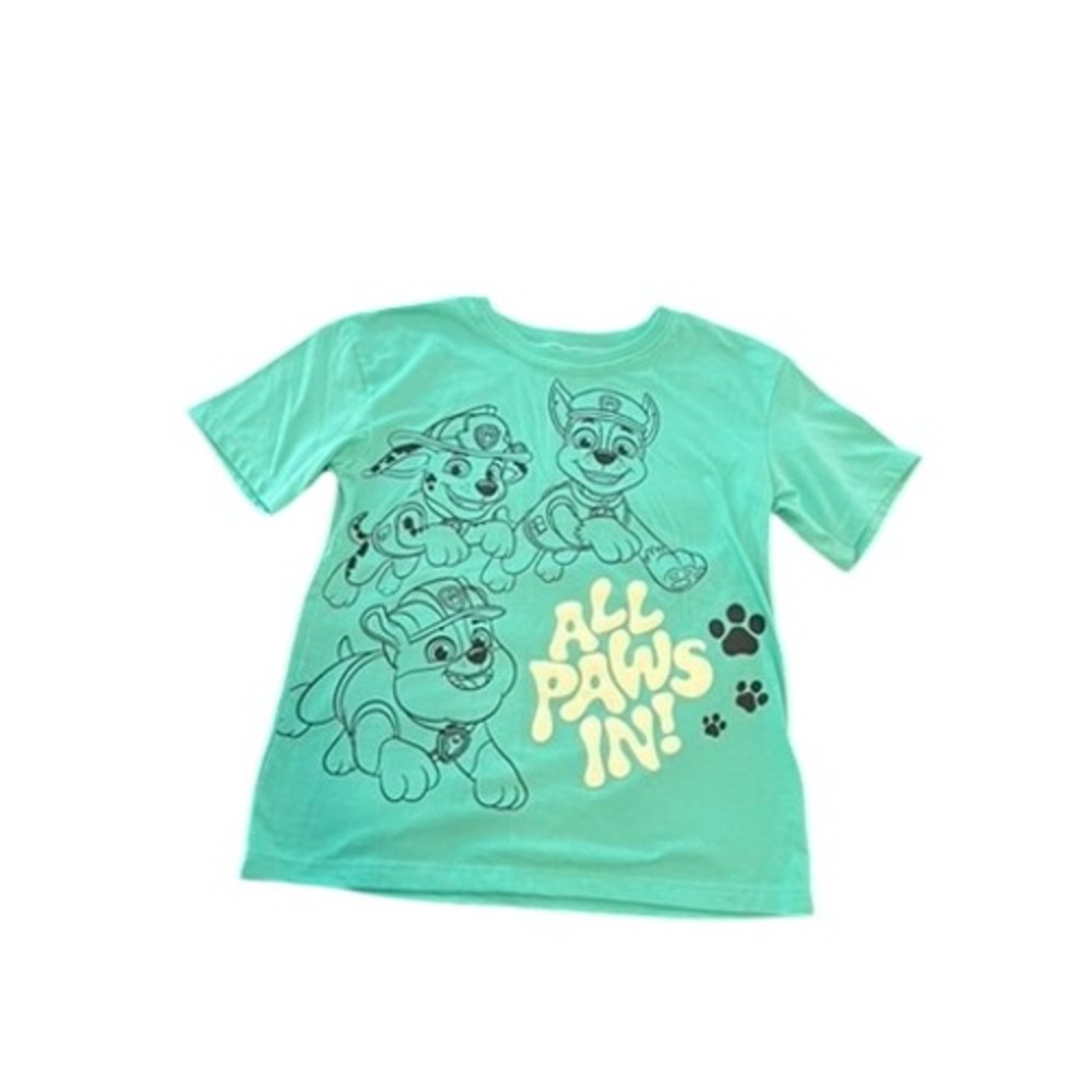 Paw‎ Patrol Boys Mint Green Graphic T-Shirt All Paws In Marshall Chase Rubble 7